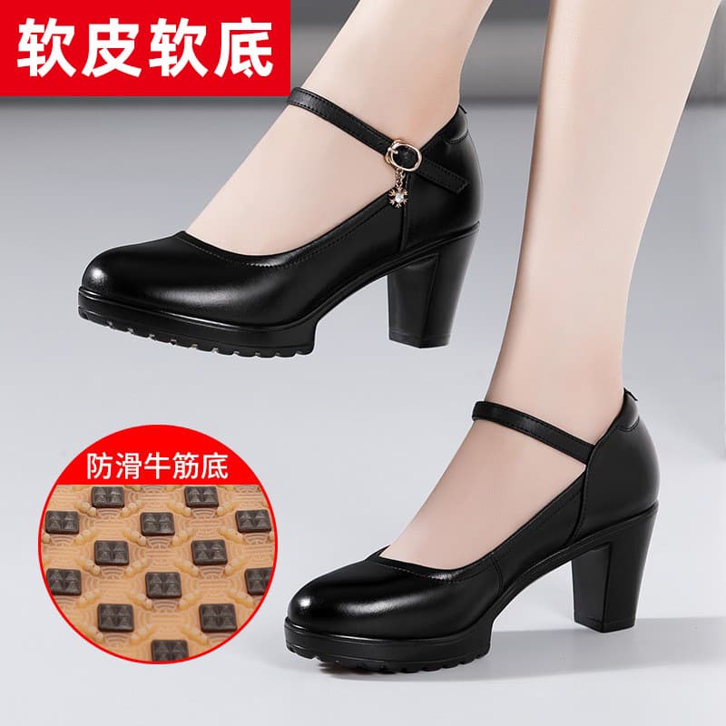 Ultra High Heels 12cm Cheongsam Model Catwalk Shoes for Women Chunky Heel Platform Non-Slip Round-Toe Soft Leather Large Size Pumps