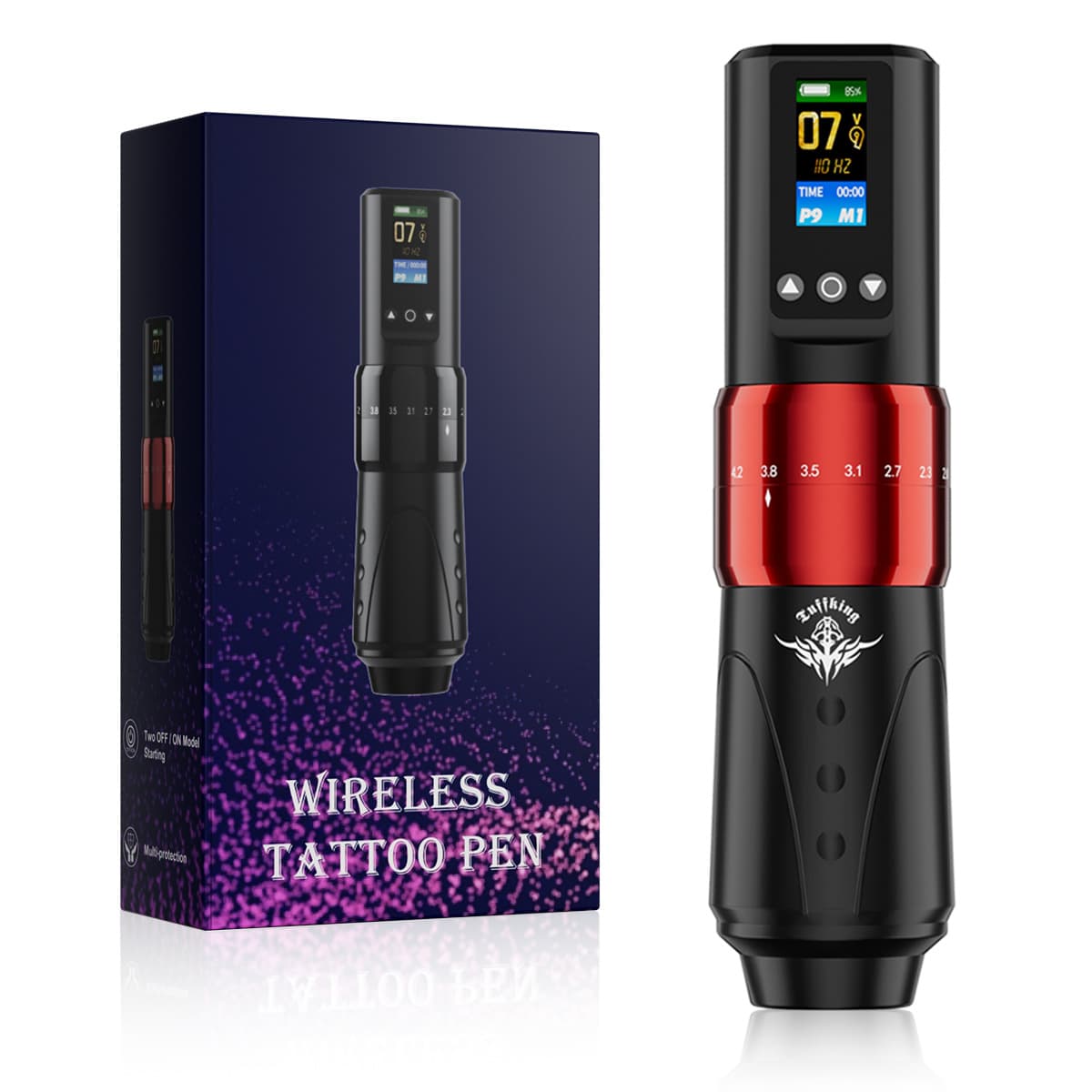 Adjustable Stroke Dual Battery Wireless Tattoo Machine with Screen Display Tattoo Pen Kit for Lining and Shading, Beginner-Friendly Tattoo Tools