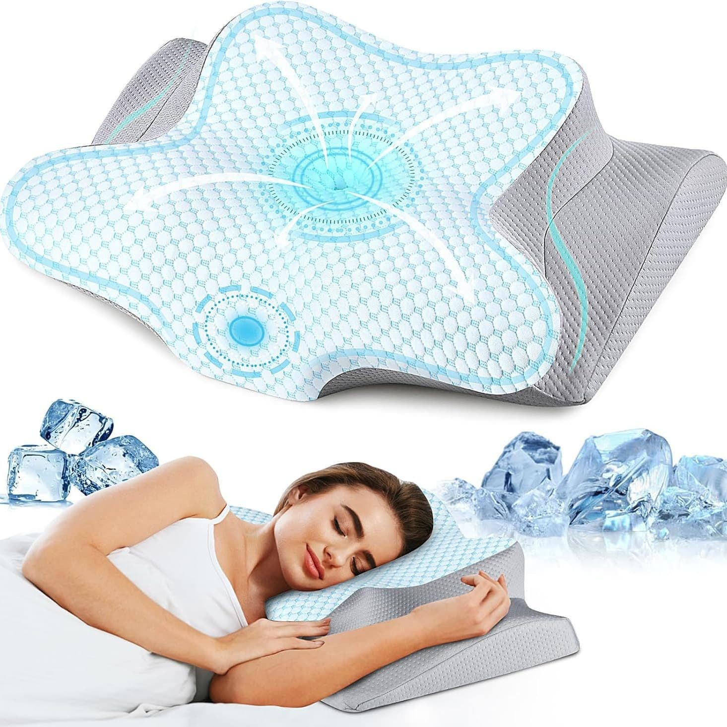 Butterfly Pillow Zero Pressure Memory Pillow Deep Sleep Neck Support Pillow Side Sleeping Specific Pressure Relief Sleep Aid Butterfly Pillow High Low Pillow Adult
