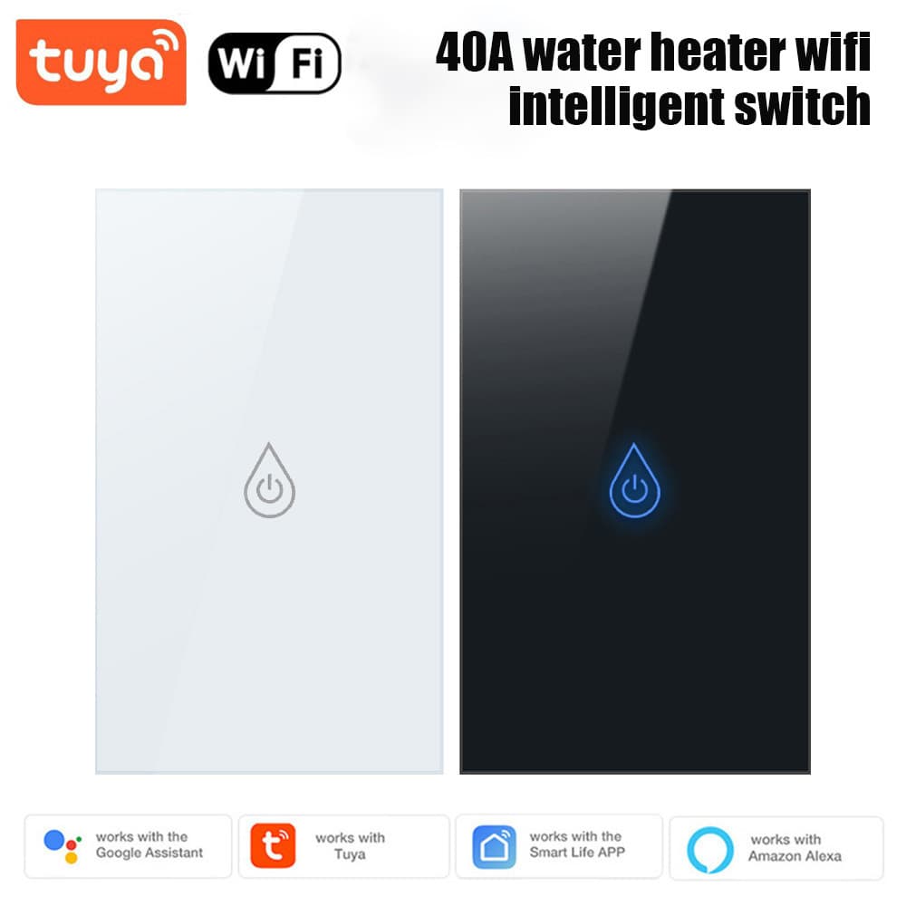 US Standard 40A Water Heater Smart Switch WiFi Tuya APP Remote Control American Zero/Line Touch Panel