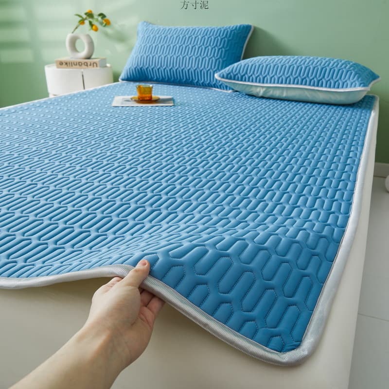 Ice Silk Latex Cooling Mat Three-Piece Set Summer Cool Silk Sheet Student Dorm Single Home Use Summer Air Conditioning Mat