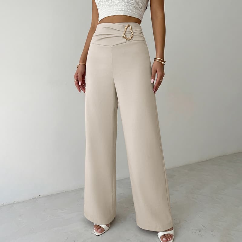 Amazon cross-border popular casual long pants for women 2026 autumn new European and American high-waist metal decorated straight pants