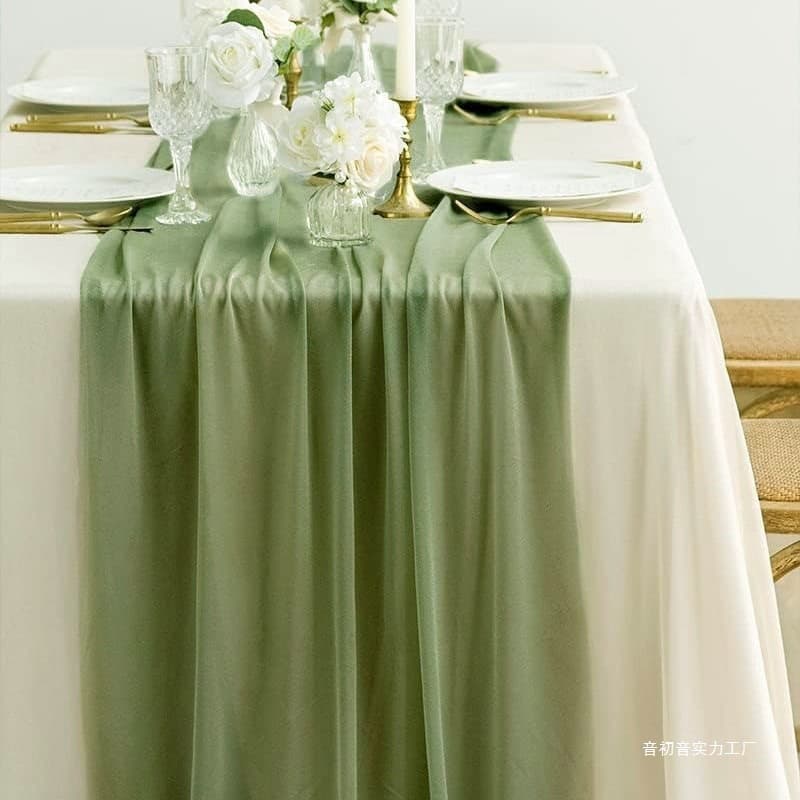 Table Flag Gauze Valance Beauty Gauze Balinese Wedding Birthday Party Event Decoration Table Crepe Chiffon Tablecloth