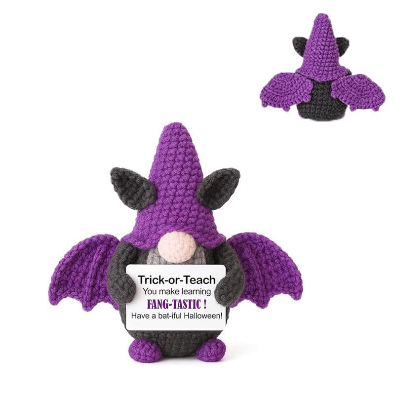 Cross-border new Handmade Crochet Purple Bat-Shaped Gnome bat-shaped gnome
