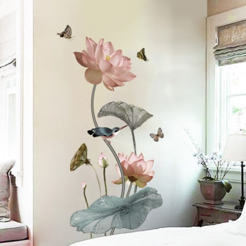 The manufacturer delivers a variety of lotus goldfish vases, self-adhesive wall stickers, living room, bedroom, corridor background wall decoration stickers