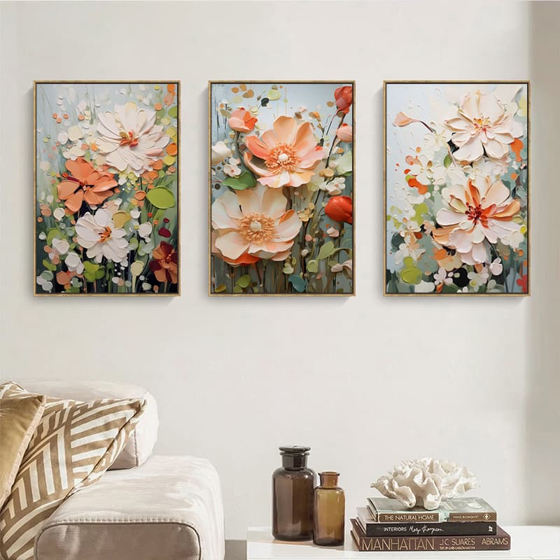 Modern abstract flower spray painting oil painting living room decorative painting cream style Hotel B & B Apartment mural frameless painting