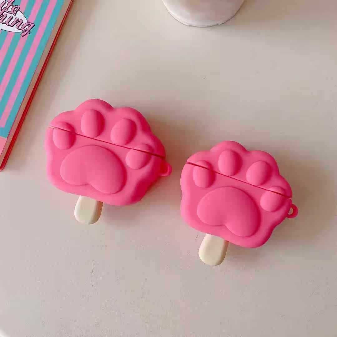 Creative ice cream powder cat claw airpods 4 generation headphone set cartoon cute suitable for apple pro3 silicone soft outer box