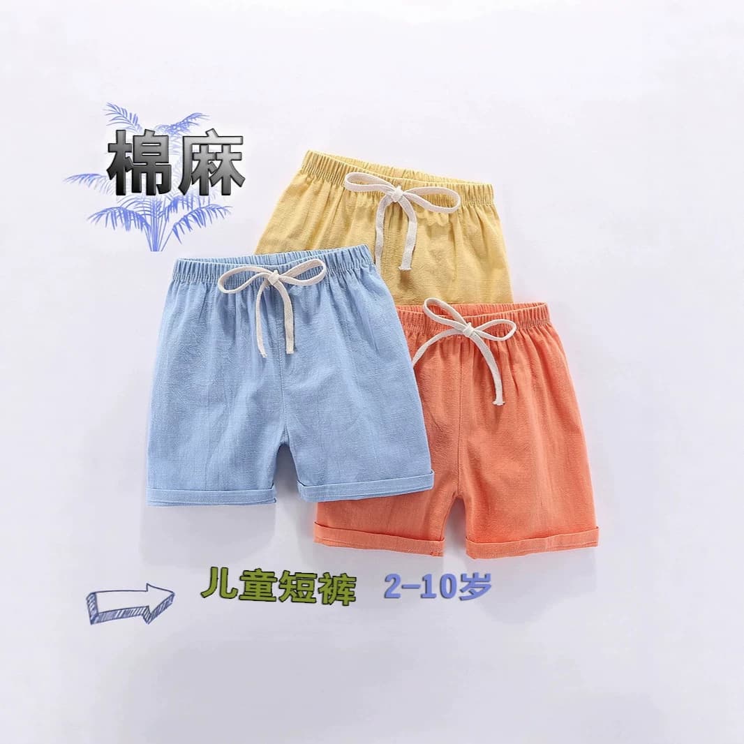 Children's Summer Shorts, Casual Pants for Big Kids, Boys' Cotton Linen Shorts, Five-Point Sports Home Pants