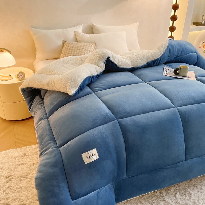 Lamb Fleece Winter Extra Warm Milk Velvet Quilt Filling Double Cotton Mattress Winter Single Dormitory Quilt