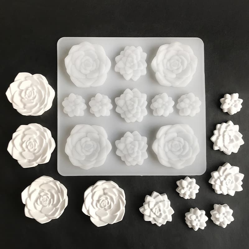 DIY Rose Flower Scented Stone Silicone Mold - Liquid Silicone Mold for Soft Clay, Resin Craft, Cake Mold