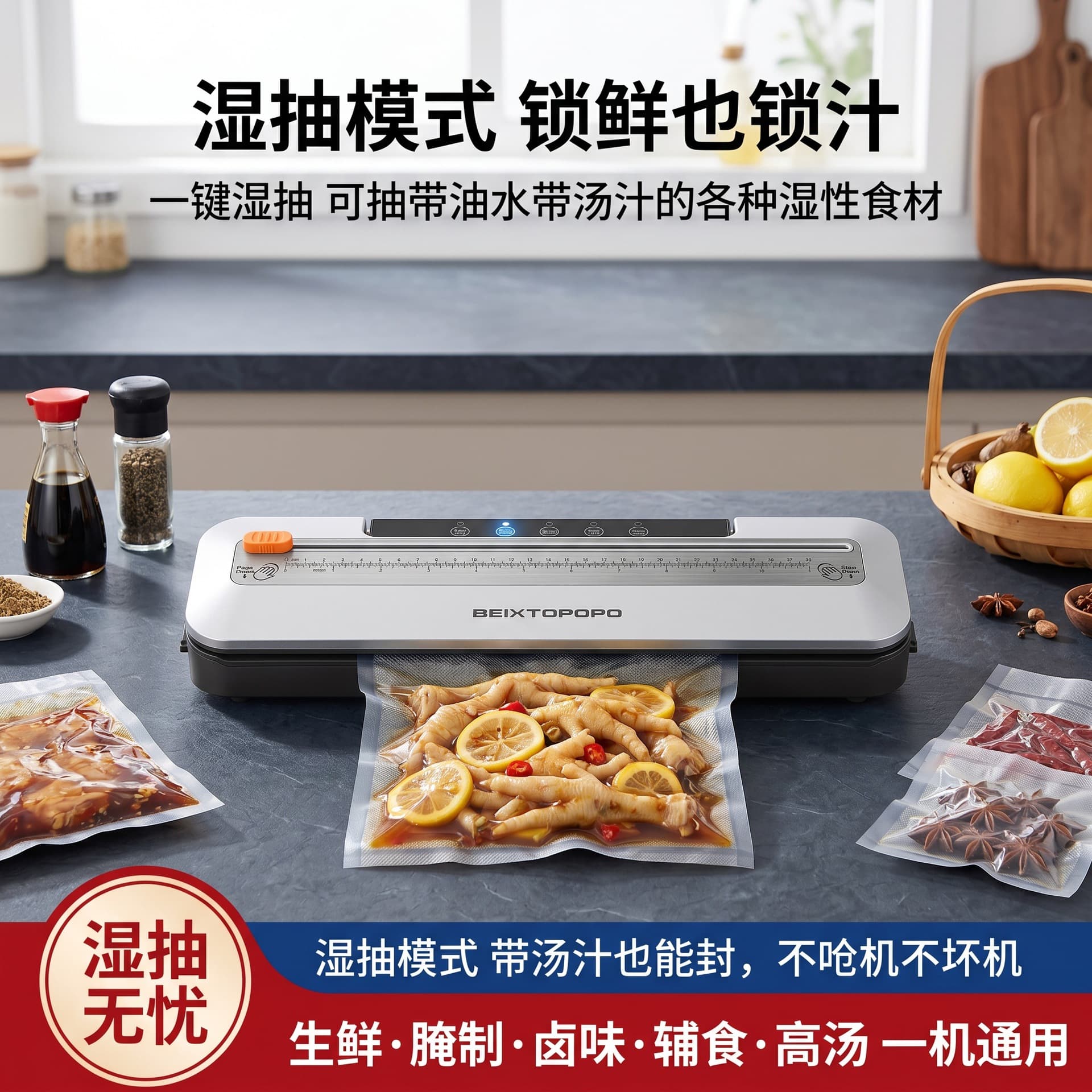 New Model of Dry and Wet Fully Automatic Vacuum Sealing Machine, Household Vacuum Preservation Machine, Sealing Machine, Plastic Sealing Machine, Packaging Machine, Cross-Border