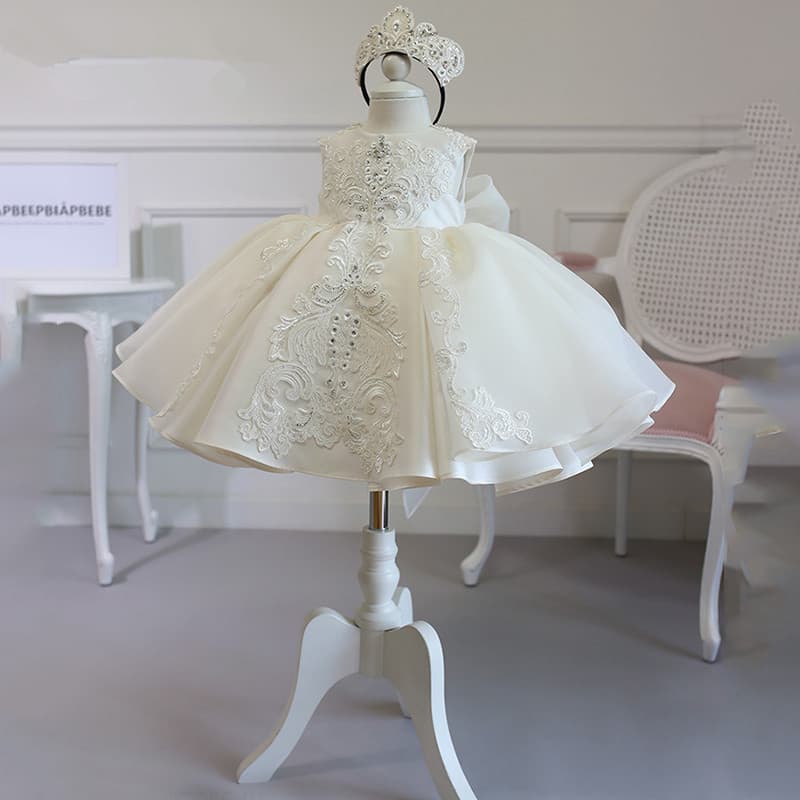 Princess Style Birthday Cake Design Children's Dress Wedding Ceremony Girls' Frock Skirt Polyester Fabric Birthday Gift