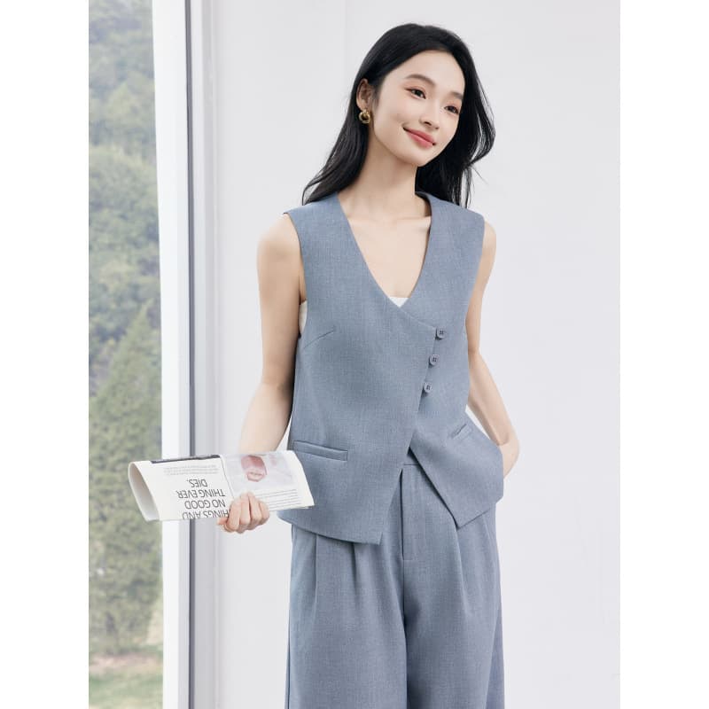 Gray Sleeveless Vest Wide-Leg Pantsuit for Women Summer 2026 New Trendy Professional Business Two-Piece Set