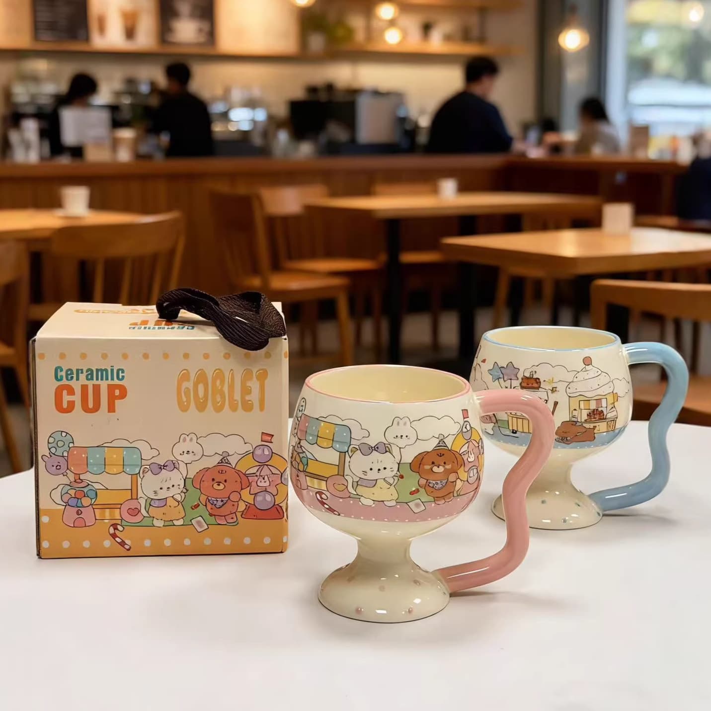 Cute Bear Mug High Aesthetic Ceramic Water Cup Goblet Office Coffee Breakfast Cup Birthday Gift for Women