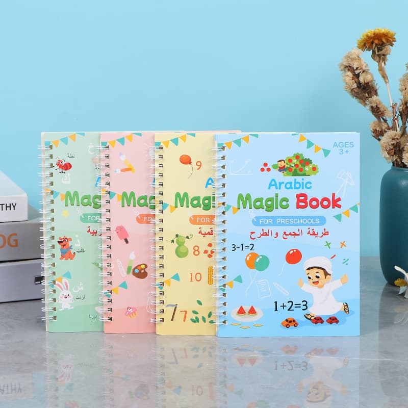New Cross-Border Exclusive Children's Grooved Handwriting Practice Book Arabic Version Hard Pen Magic Practice Copybook In Stock Custom Logo Printing