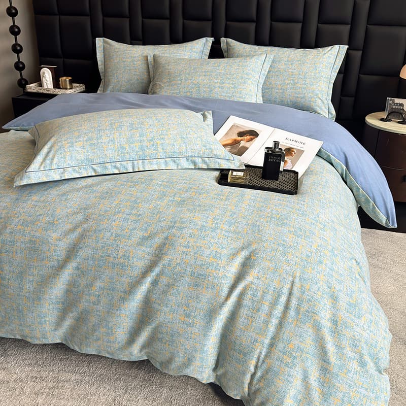 Thickened Pure Cotton 4-Piece Set, Luxury All-Cotton Warm Printed Duvet Cover, Fitted Sheet, Single/Double Bedding 3-Piece Set