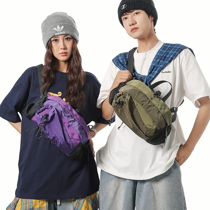 New high-looking Korean style ins workwear style solid color simple chest bag for couples lightweight commuting large capacity crossbody bag