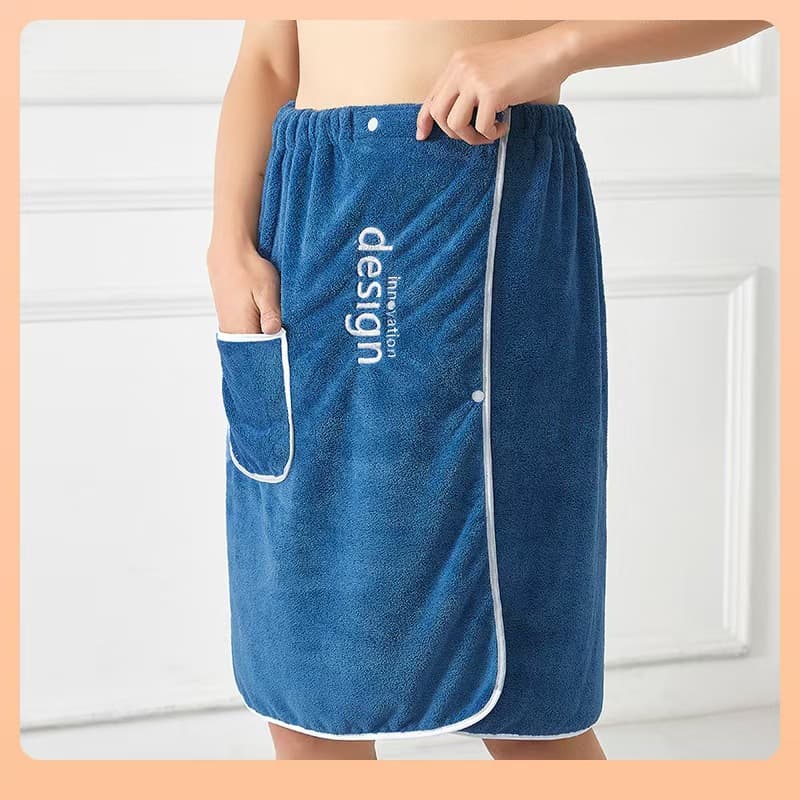Men's Coral Fleece Bath Dress Wholesale, Easy Absorbent Wearable or Wrap Home Bathrobe with Adjustable Drawstring and Embroidery