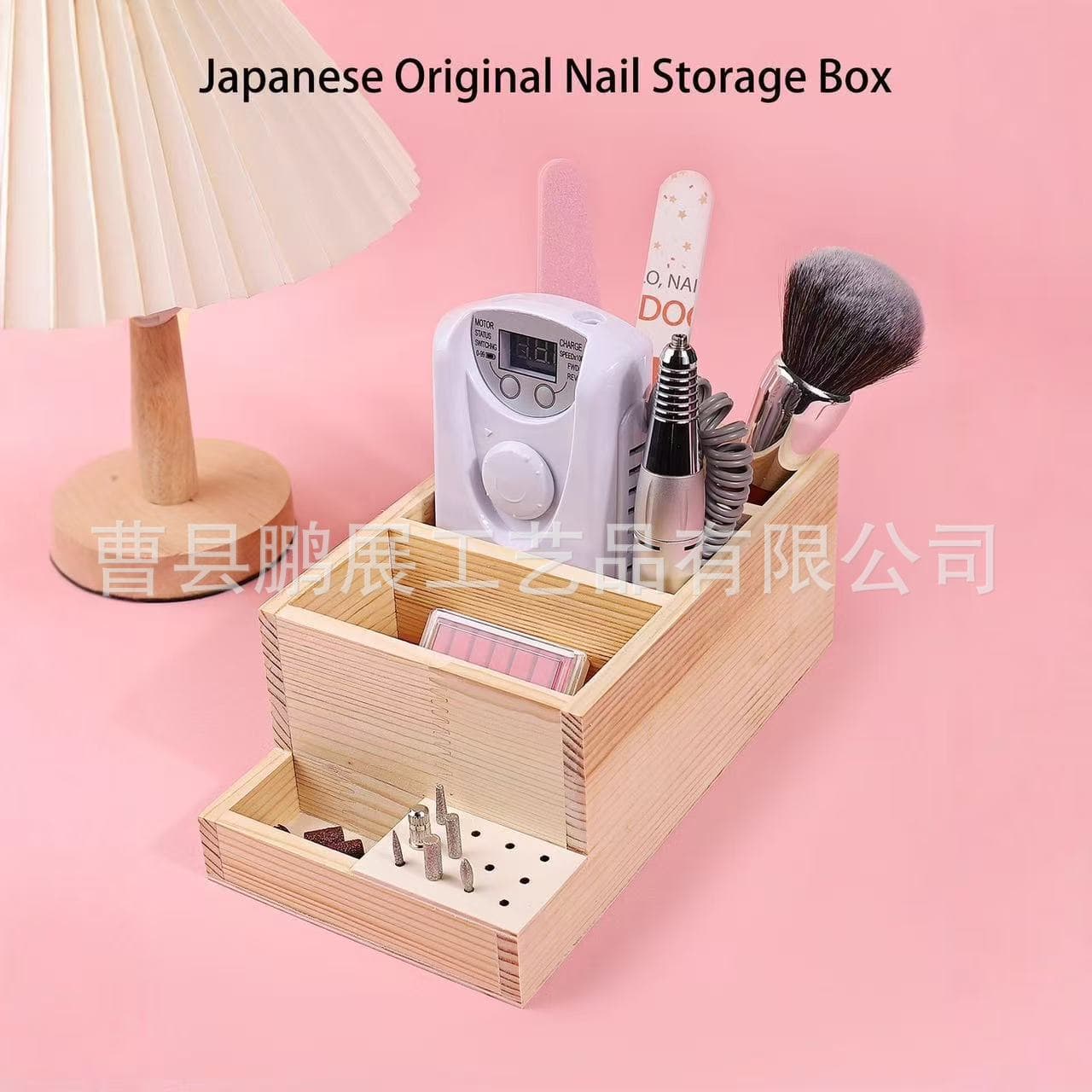 Wooden manicure polishing storage box Japanese log new desktop cotton box polishing head storage box
