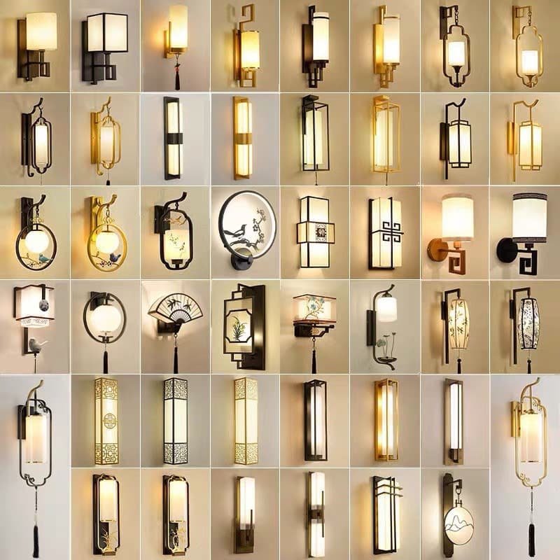 New New Chinese Style Wall Lamp Living Room Background Wall Modern Minimalist Hotel Bedroom Bedside Lamp Staircase Corridor Light Antique