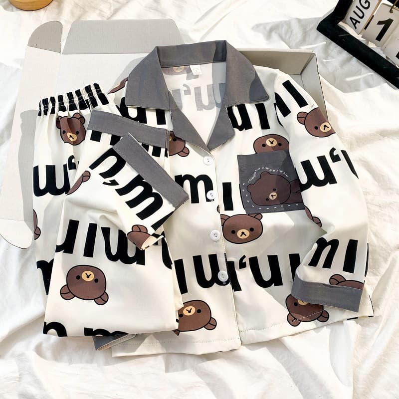 New children's pajamas boys and girls long-sleeved spring and autumn cartoon boys and girls baby middle and large children's home clothes set