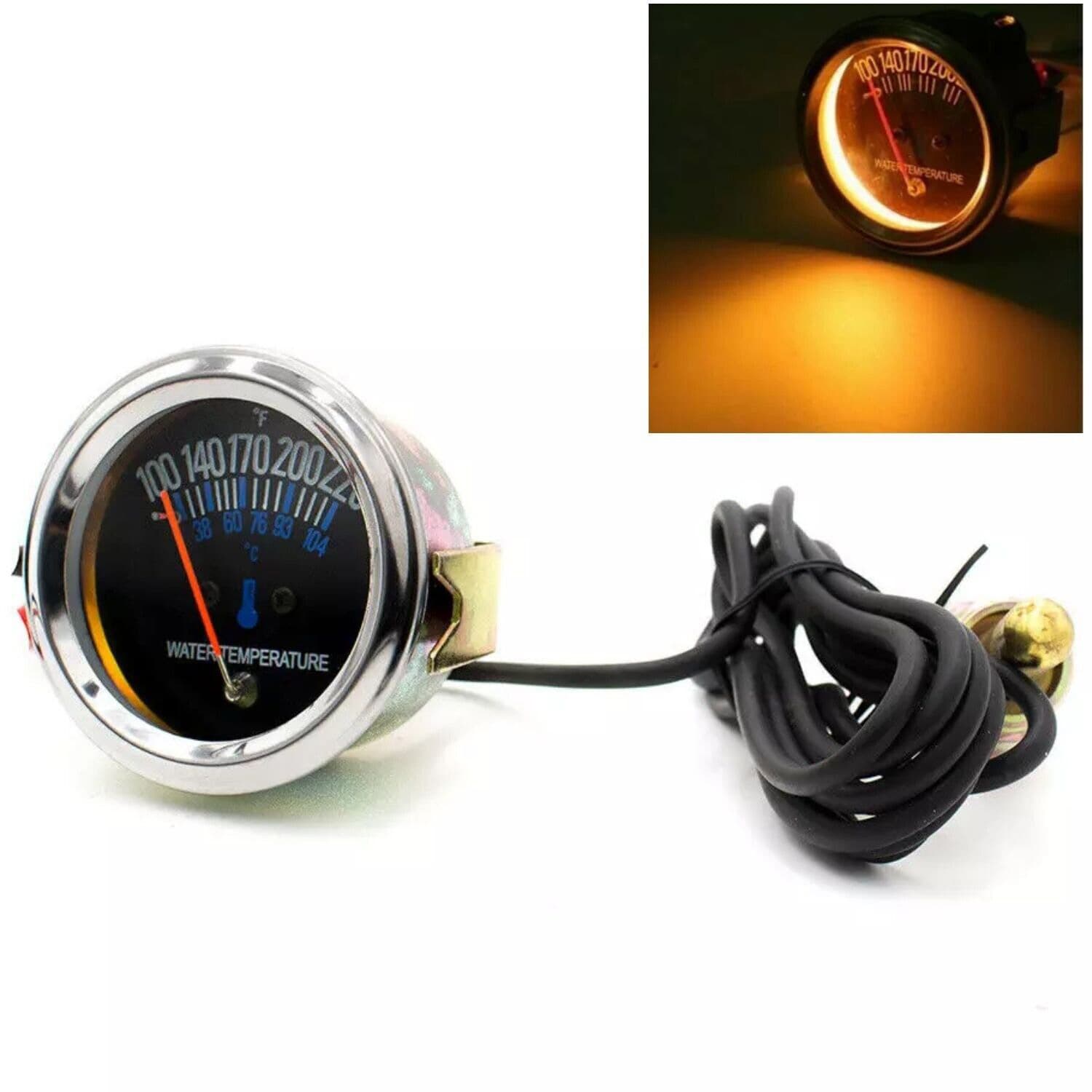 Cross-Best Selling 52mm Mechanical Water Temperature Gauge for Car Modification, 12V Universal Instrument Thermometer