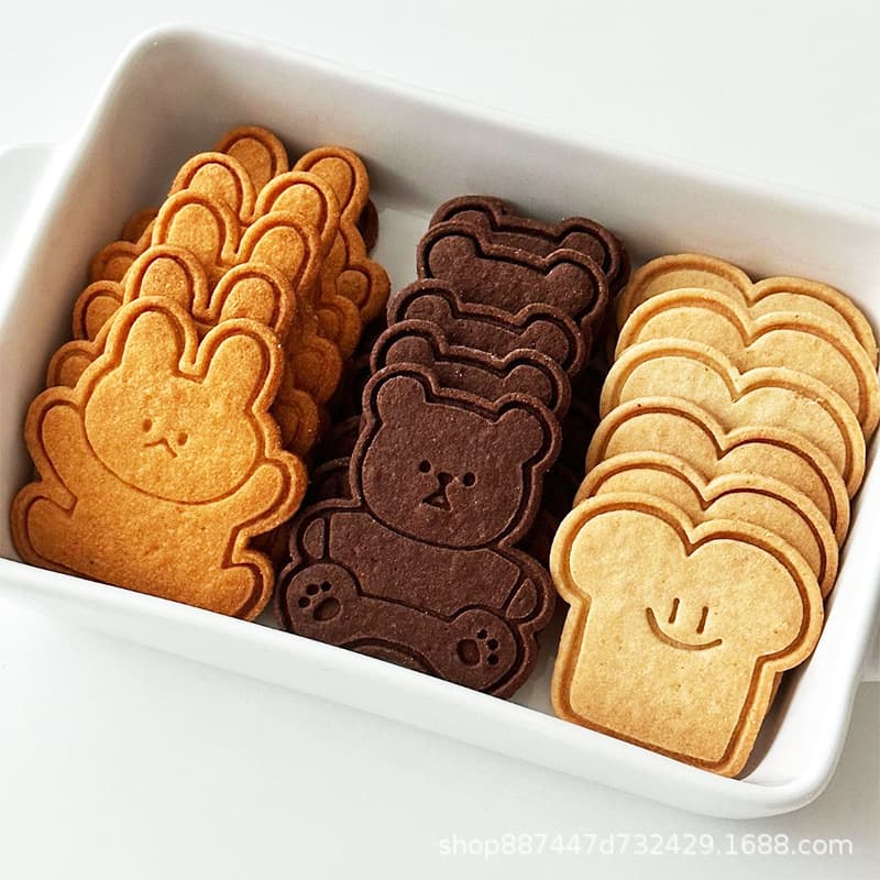 Ins Korean-style cute bear bunny toast cartoon cookie mold press DIY baking mold