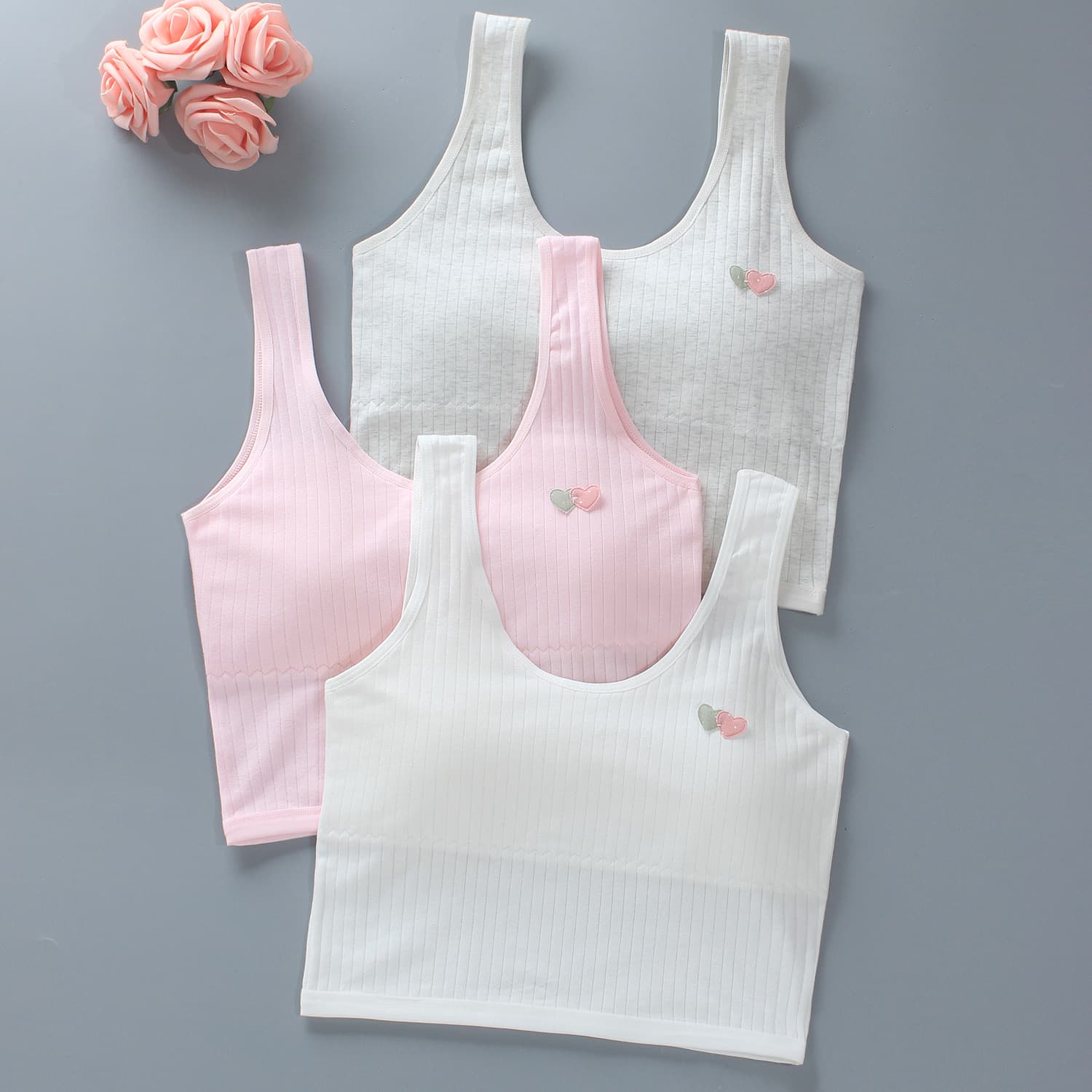 Girls' long vest underwear, children's bra, cotton base layer, elementary school students' strapless camisole for inner wear.