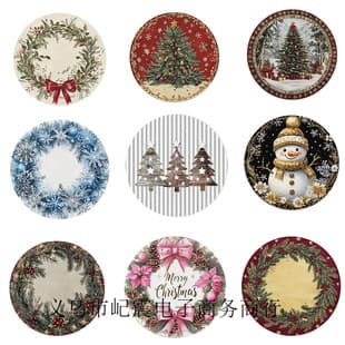 Cross-Border Amazon Temu Christmas Linen Round Placemat Cut Edge Craft Kitchen Dining Table Mat
