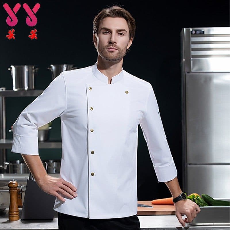 High-end long-sleeved chef work clothes catering hotel restaurant hotel back kitchen chef chief chef autumn work clothes men