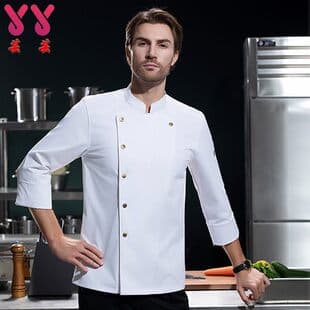 High-end long-sleeve chef uniform for restaurant, hotel, back kitchen, head chef, autumn workwear, male