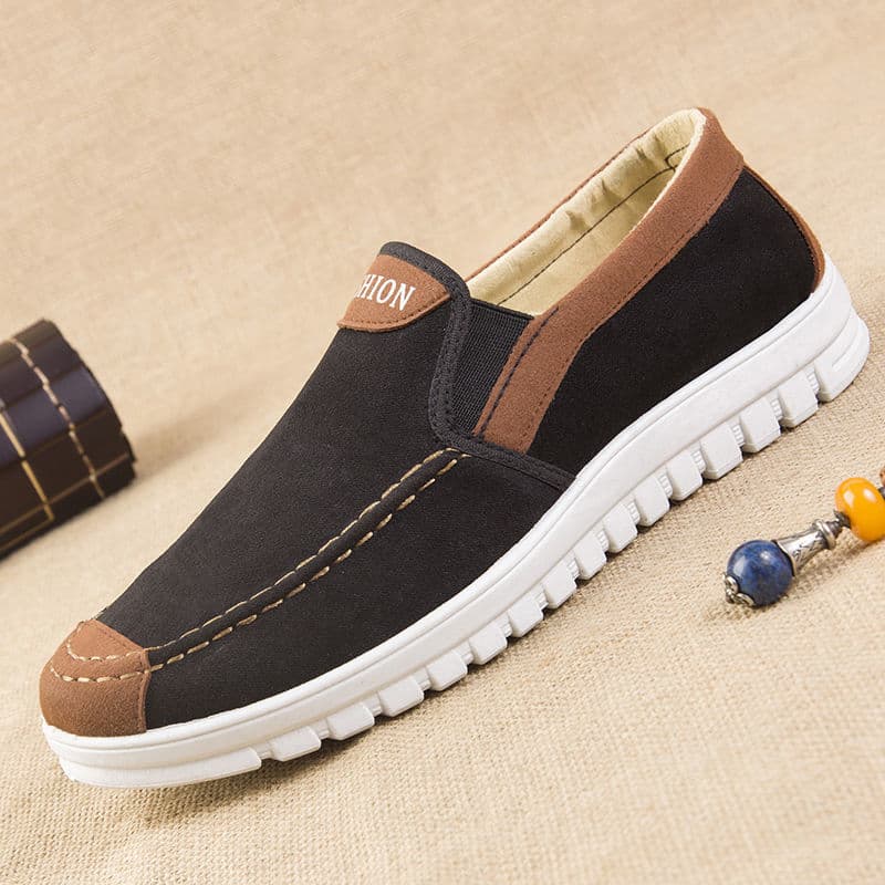 Old Beijing Cloth Shoes Men Breathable Casual Shoes Dad Shoes Spring Soft Sole Anti-Odor Student Slip-On Lazy Canvas Shoes