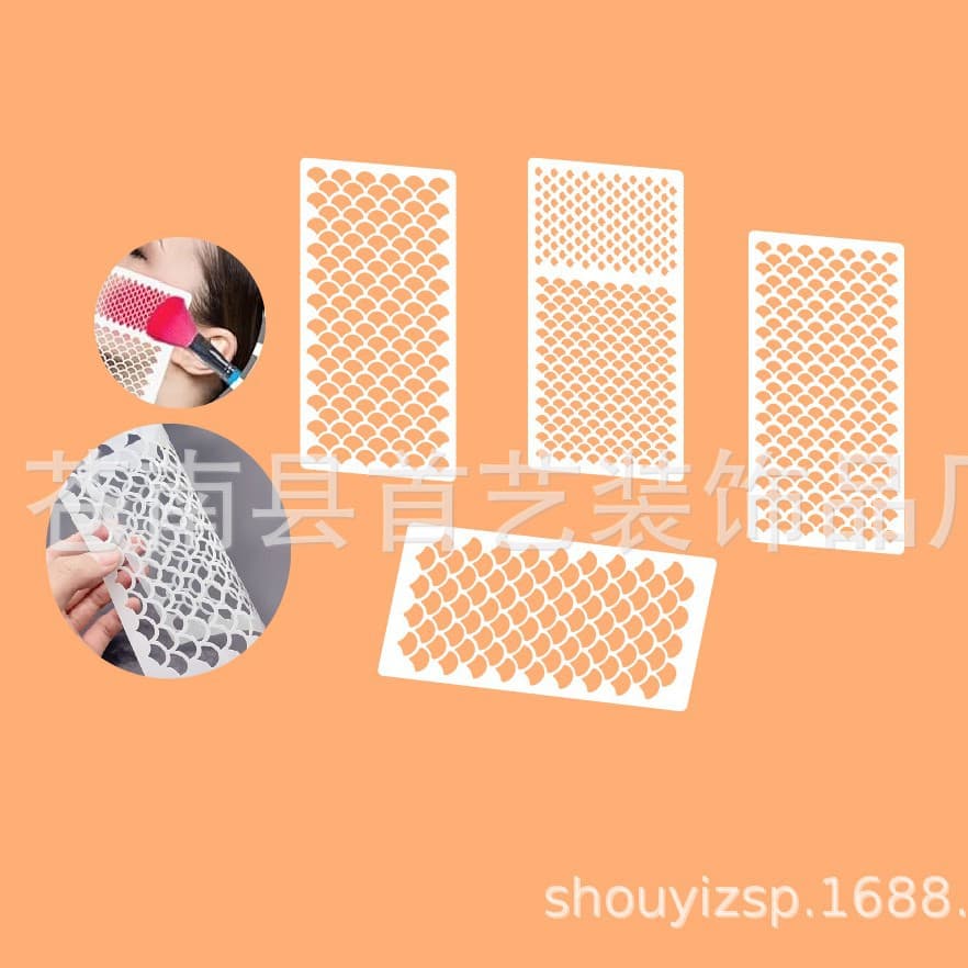 Labeling Drop Shipping 5 Pieces 4 Pieces Mermaid Scale Stencils Makeup Fish Scale Masking Spray Hollow Journal Painting DIY