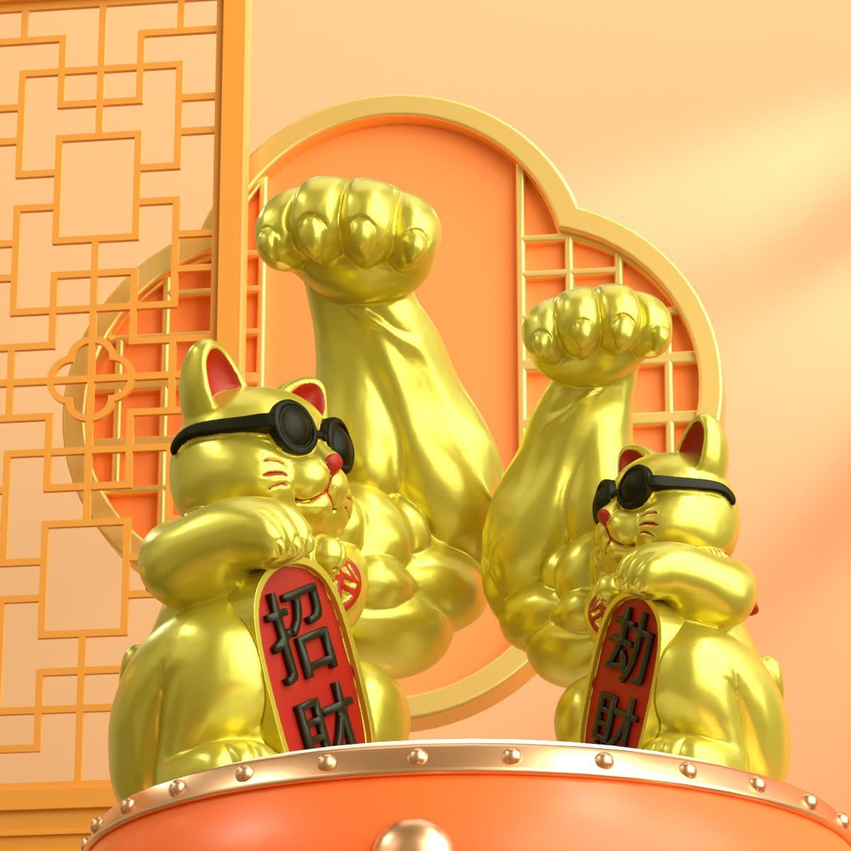 Lucky Cat Muscle Unicorn Arm Robbery Cat Big Arm Robbery Cat Home Living Room Opening Send Gifts Lucky Cat Ornaments