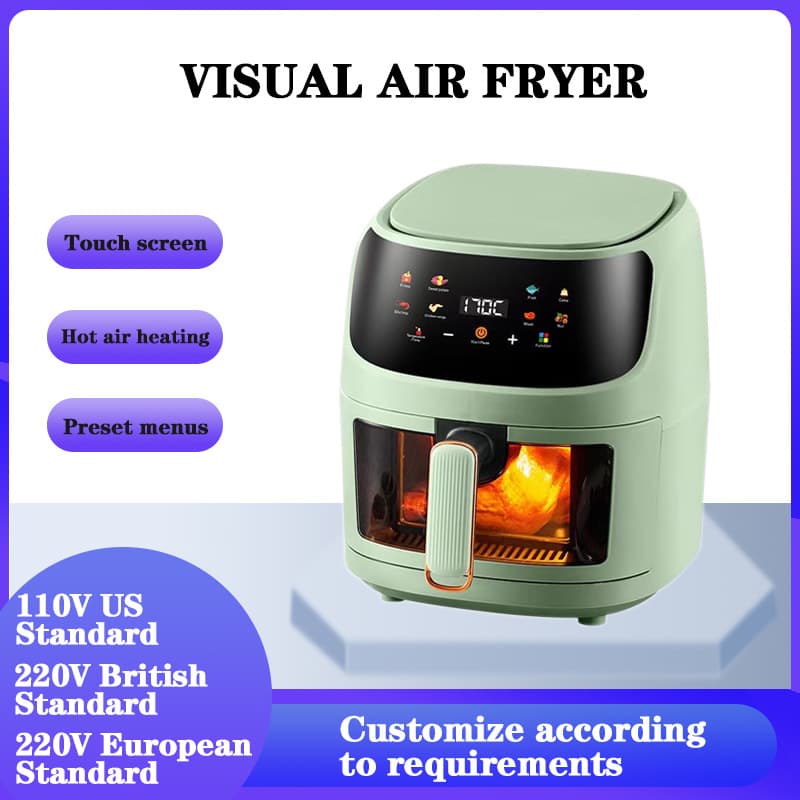 Air Fryer, a cross-border household multi-functional French fry maker, 8L large capacity, visual electric fryer, suitable for European and American markets.
