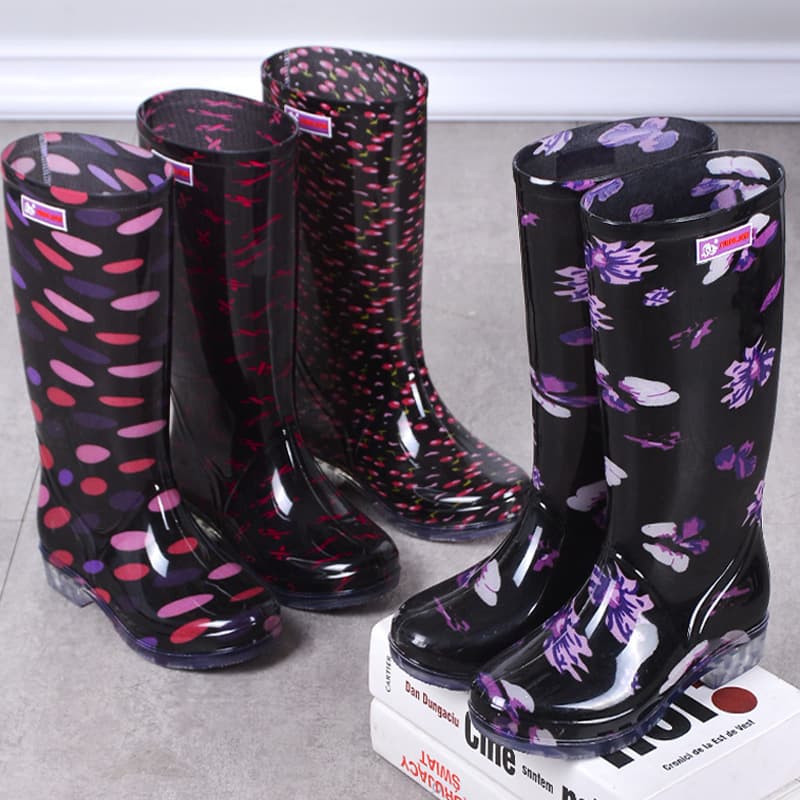 Women's Water Shoes, Long Shaft Ladies Fashion Rain Boots, Waterproof Stylish Slip-Resistant Mid/High-Cut Rubber Boots for Single Item Drop Shipping