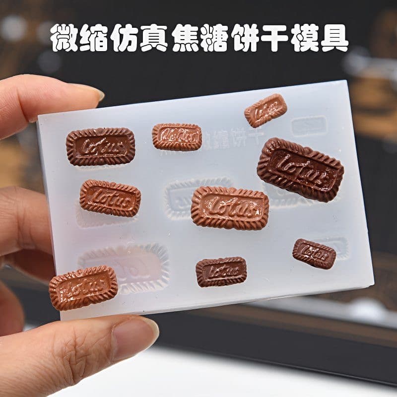 Miniature Food Toys Handmade Soft Clay Ultra-Light Clay Resin Clay DIY Caramel Cookies 1/12 Silicone Mold