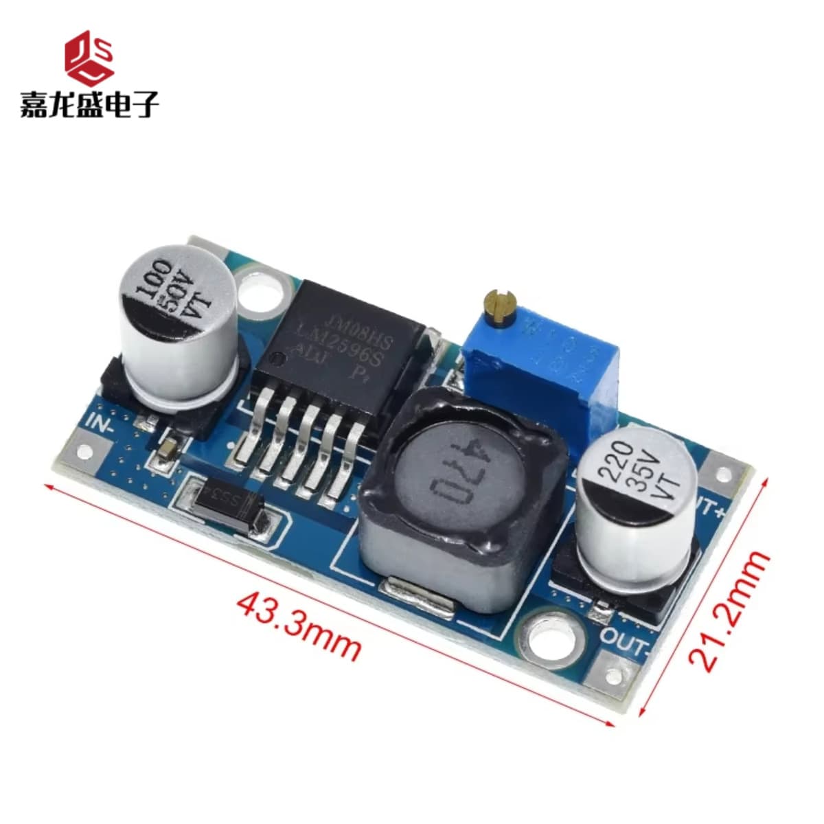 DC-DC 3A Adjustable Step-Down Module LM2596 Voltage Regulator 24V to 12V 5V 3V Anti-Static Bag Packaging