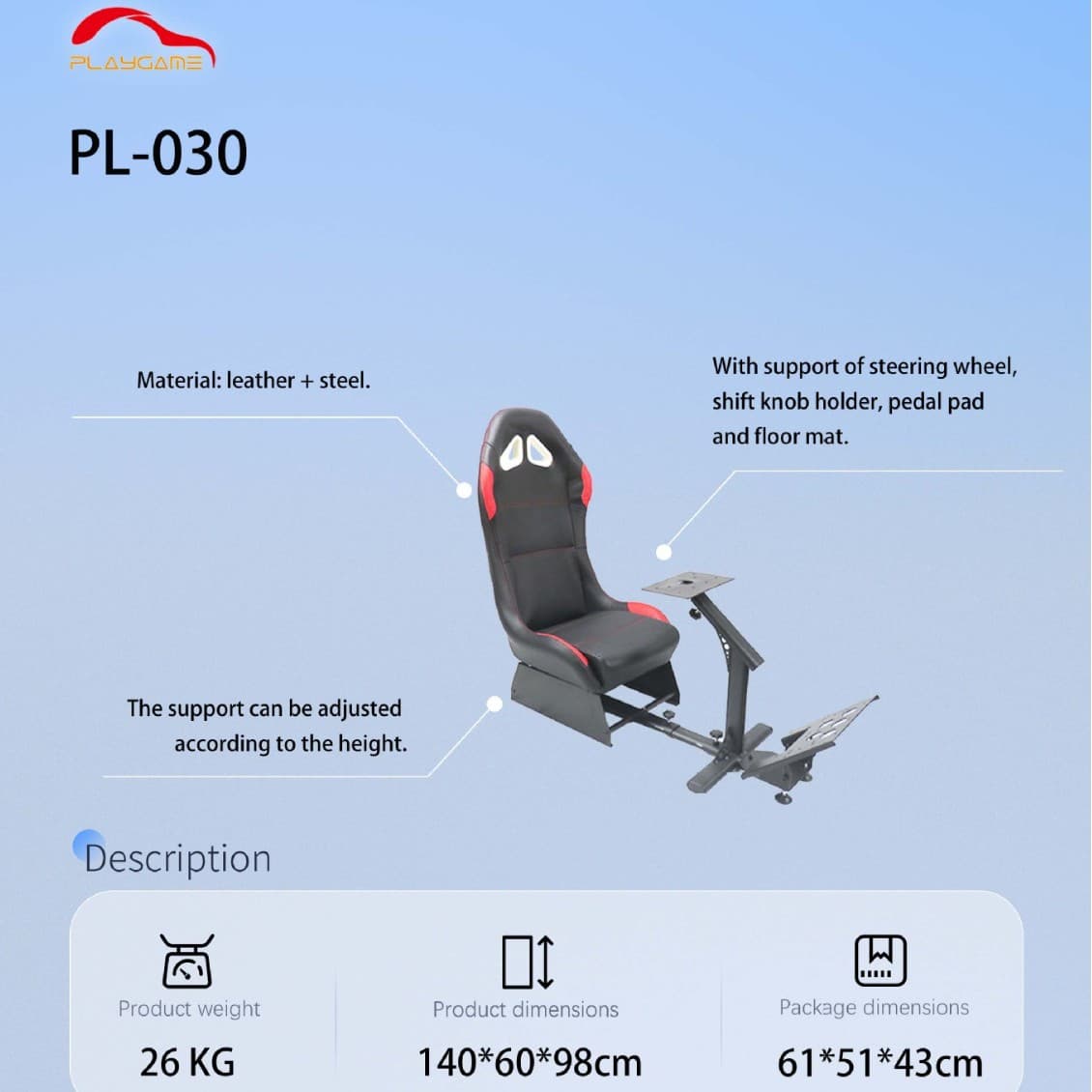 Foldable Full Motion Logitech G27 G27 Racing Simulator Seat Driving Simulator