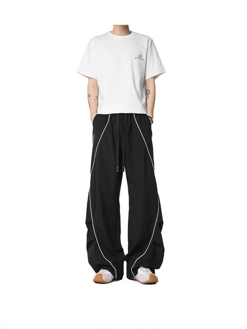 American Retro Curved Blade Ice Silk Pants Loose Street Dance Sports Straight Sweatpants Curved Blade Wide Leg Spring Summer Casual Pants Wholesale