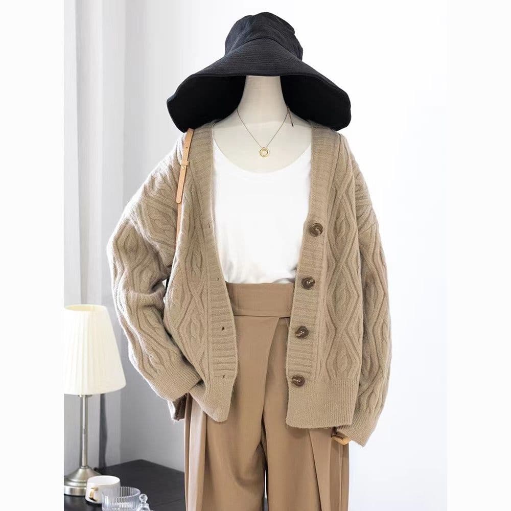 Lazy Style Thickened Plus Size Knitted Cardigan Women Year New Style Spring/Autumn/Winter Korean Version Loose Short Sweater Jacket