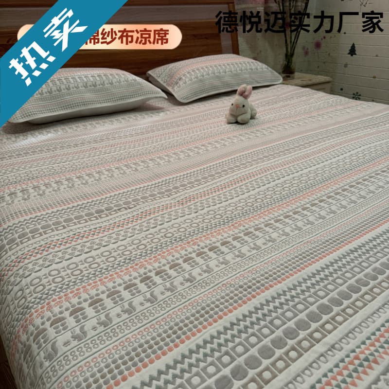 Q gauze bed sheet, six-layer pure cotton soft cooling mat, suitable for infants, students, adults, double room in air-conditioned room, non-Yazan coarse cloth three-piece set. W