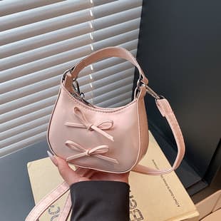 This Year's Trendy Sweet Bow Single Shoulder Underarm Bag for Women Spring Summer Student Office Commuter Bag Fashion Crossbody Bag