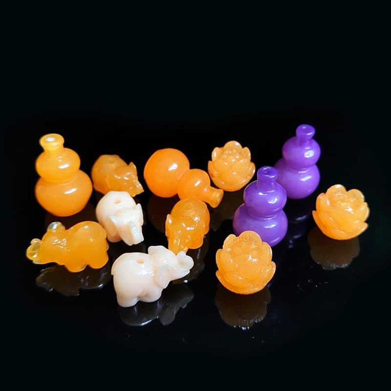 15*27mm resin elephant, 20*17mm lotus gourd, through-hole loose beads for handcraft DIY beading decoration.