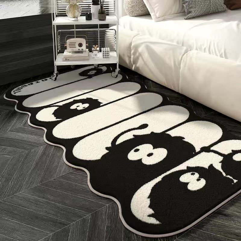 Cartoon black and white bedroom bedside blanket study balcony soft blanket home living room coffee table sofa cashmere-like carpet