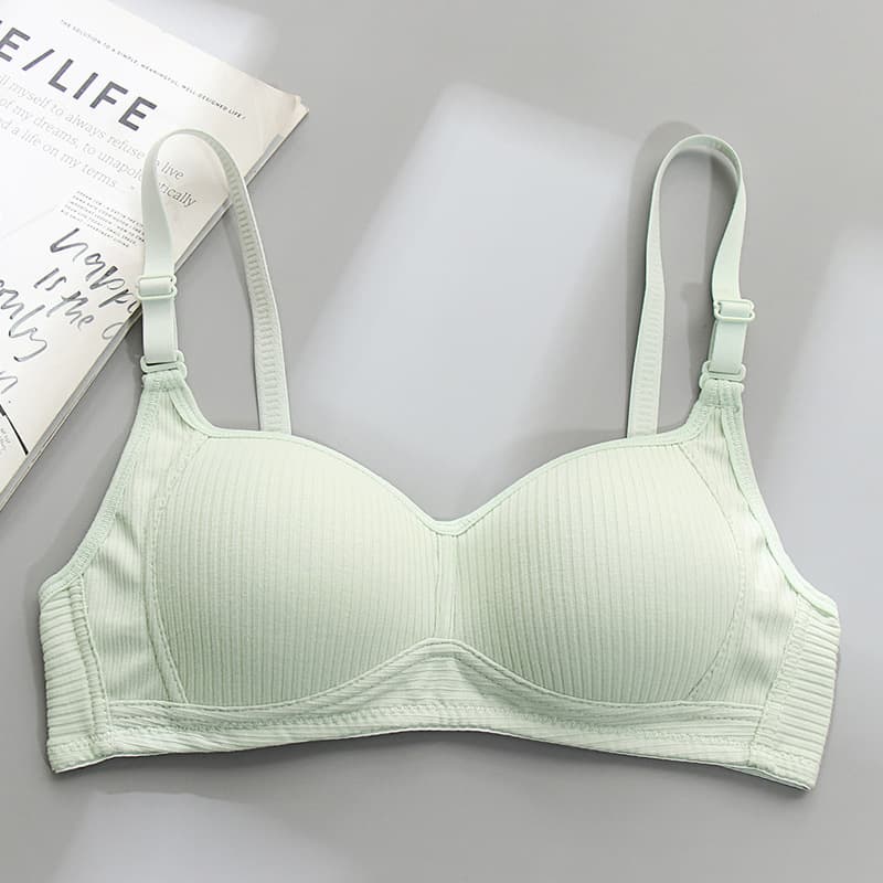 Side Collector Anti-sagging Underwear Women's Non-rimless bra for College Students High School Girls Small Chest Gathering Pure Cotton bra bra