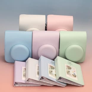 Compatible Instax Mini 12 Camera Protective Case + 64-Pocket Album Pure Color Mini Dessert Time Photo Album