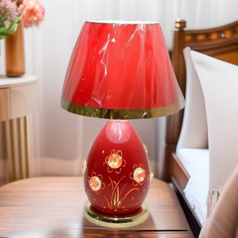 Wrought Iron New Chinese Style Red Wedding Dowry Lamp, Warm Bedside Table Lamp