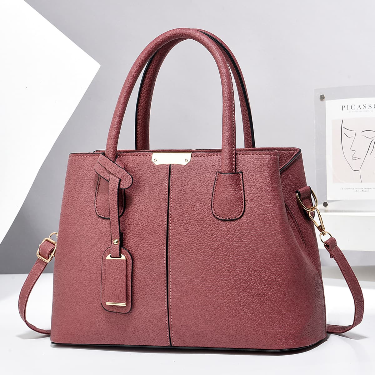 PU Women's Handbag Tote Bag 2026 New Style Middle-Aged Mom Bag Large Capacity Shoulder Crossbody Bag Cross-Border Wholesale Export