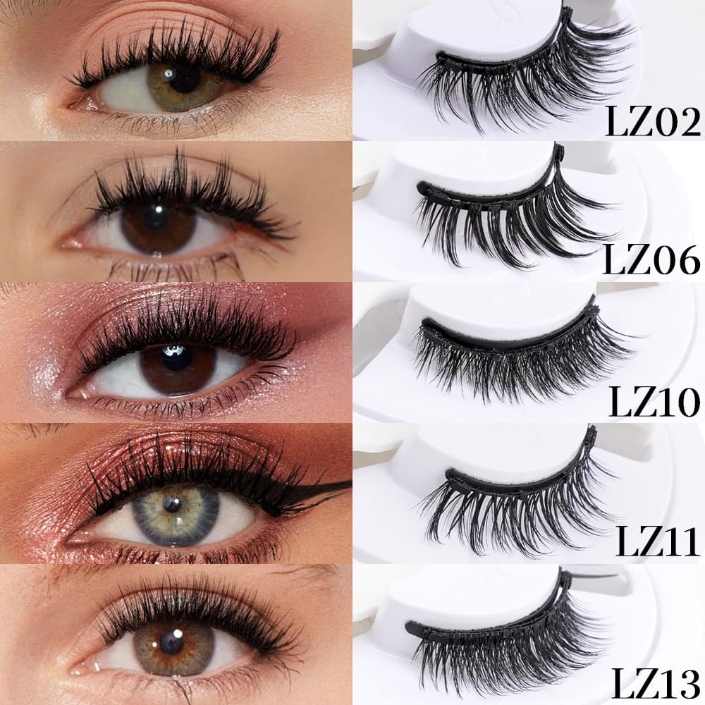 Cross-border pair of magnet false eyelashes with eyelash curler, natural simulation cross glue-free magnet fox eyelashes